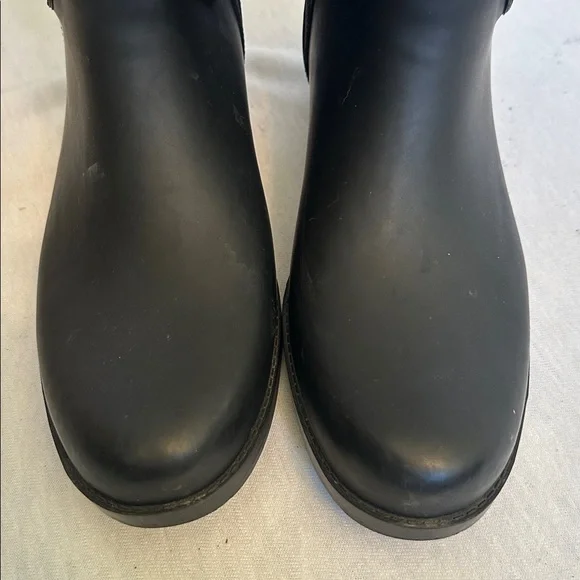 Coach Womens Tristee Black Red Plaid Rubber Lace-Up Knee High Rain Boots Size 10 - Picture 6 of 13